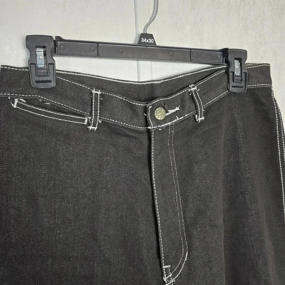 VINTAGE PS Gitano Jeans 14 Black Straight High Rise 44976 Embroidered Stitching - Picture 2 of 12